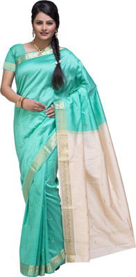 

Ishin Solid Fashion Poly Silk Saree(Blue), Sky blue