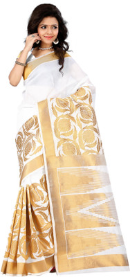 

Weavedeal Embellished Kanjivaram Silk Cotton Blend Saree(White)