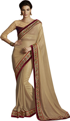 

Ewows Self Design Fashion Jacquard Saree(Beige)