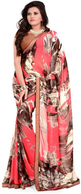 

Desi Look Printed Daily Wear Georgette Saree(Pink)