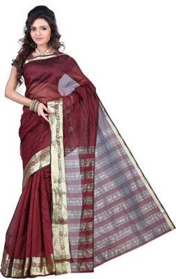 

It's Banii Woven Maheshwari Handloom Silk Saree(Maroon)