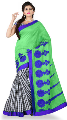 

Weavedeal Embellished, Embroidered Bollywood Cotton, Chanderi Saree(Light Green)