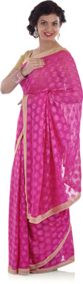 

Ethnic Bliss Lifestyles Self Design Phulkari Chiffon Saree(Pink)