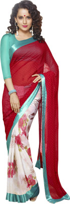 

Khoobee Self Design, Printed Fashion Georgette, Chiffon Saree(Red, White, Multicolor), Multicolor;red;white