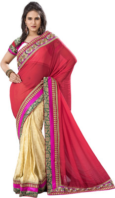 

Khushali Self Design, Embroidered, Embellished Fashion Georgette Saree(Pink, Beige, White, Multicolor), Beige;multicolor;pink;white