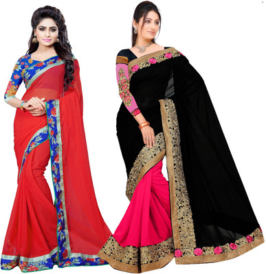 

Aashvi Creation Embroidered, Solid Fashion Georgette Saree(Pack of 2, Multicolor)