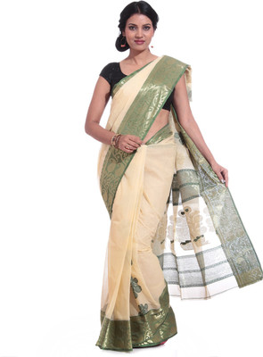 

Adaab Self Design Tant Handloom Cotton Saree(Beige)