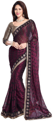 

Bhavi Polka Print Fashion Chiffon Saree(Purple