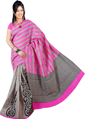 

Parisha Embroidered Fashion Silk Saree(Pink, Grey), Grey;pink