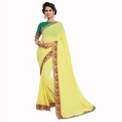 Vishal Self Design Bollywood Georgette Saree(Yellow)