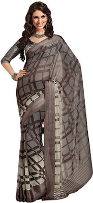 Indian Wear Online Printed Fashion Pure Chiffon Saree(Yellow)