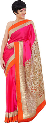 

Vandv Shop Embroidered Bollywood Handloom Net Saree(Orange)