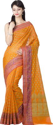 

Chandrakala Woven Banarasi Cotton Saree(Orange)