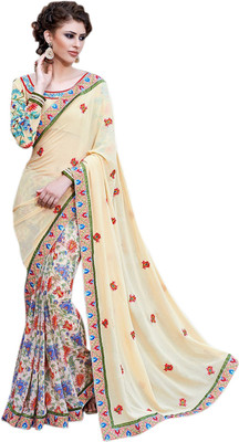 

Saara Floral Print Daily Wear Chiffon Saree(Yellow), Light yellow