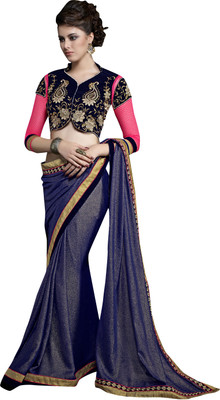 

Khushali Self Design, Embroidered Fashion Georgette Saree(Blue, Pink)