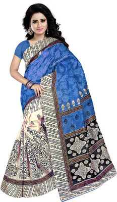 

Party Wear Dresses Printed Fashion Cotton Saree(Blue)