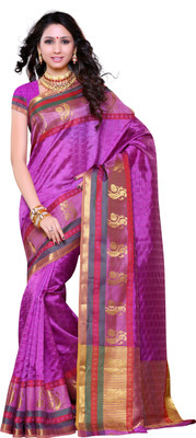 

Mimosa Self Design Ikkat Art Silk Saree(Purple), Light mejantha