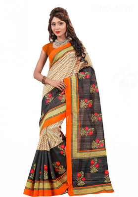 

Ishin Printed Fashion Art Silk Saree(Orange)