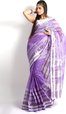 

Purabi Woven Tangail Handloom Cotton Saree(Purple), Pink;purple