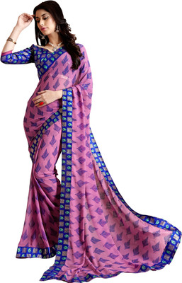 

Khushali Self Design, Printed Fashion Georgette Saree(Pink, Blue), Blue;pink