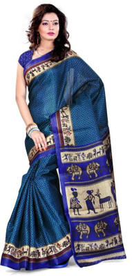 

Cenizas Printed, Animal Print Fashion Art Silk Saree(Multicolor), Blue