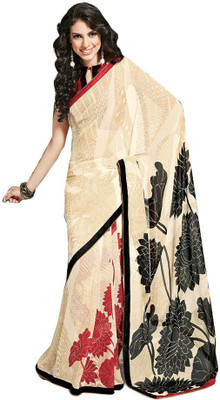 

Party Wear Dresses Printed Fashion Pure Chiffon Saree(White)
