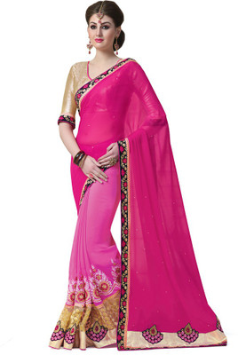 

Saara Embroidered Fashion Georgette Saree(Pink, Purple)