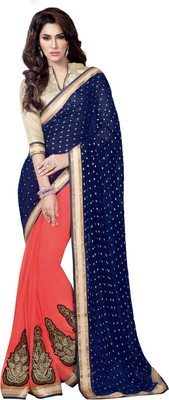 

Khushali Self Design, Embroidered, Embellished Fashion Georgette, Jacquard Saree(Blue, Pink)