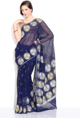 

Zain Textiles Woven Banarasi Chiffon Saree(Blue)