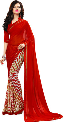 

Khoobee Self Design, Printed Fashion Georgette Saree(Red, Multicolor), Multicolor;red