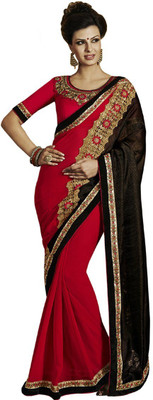 

Desi Butik Self Design Fashion Chiffon Saree(Red)
