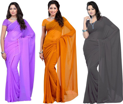 

Multi Retail Solid Bollywood Georgette Saree(Pack of 3, Multicolor)