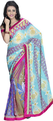 

Khoobee Self Design, Printed Fashion Georgette Saree(Light Blue, Multicolor)
