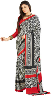 

Khushali Printed Fashion Crepe Saree(Black, Red)