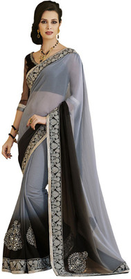 

Desi Butik Self Design Fashion Chiffon Saree(Grey)