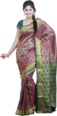 

Mimosa Woven Kanjivaram Art Silk Saree(Pink), Rani