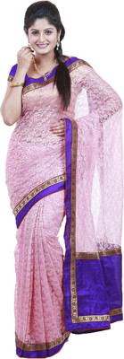 

Mimosa Woven Bollywood Net Saree(Pink, Light pink