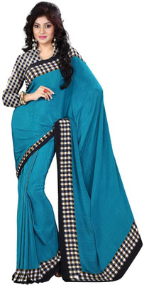 

Roopkala Silks Solid Bollywood Crepe Saree(Green), Sapphire green