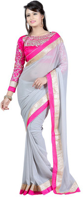 

Winza Designer Embellished, Checkered Bollywood Faux Georgette, Georgette Saree(Grey, Pink, Multicolor, Grey;multicolor;pink