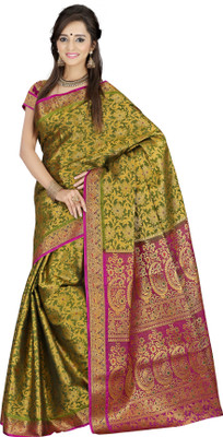 Mimosa Woven Kanjivaram Handloom Art Silk Saree(Green) available at flipkart for Rs.1599
