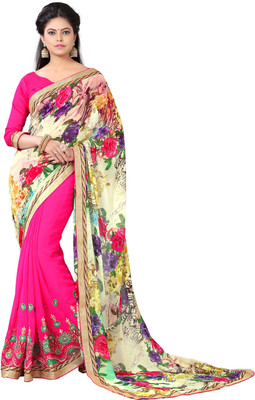 

Jiya Self Design, Embroidered Fashion Georgette Saree(Pink, Multicolor), Multicolor;pink