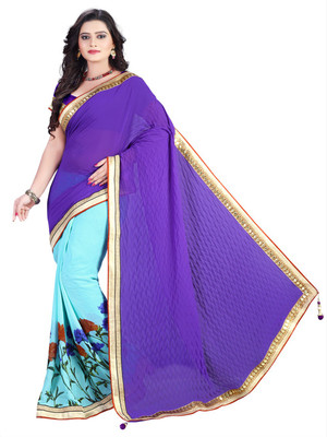 

Avaran fashion Printed Bollywood Chiffon Saree(Pink), Black