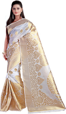 

Weavedeal Embellished Kanjivaram Silk Cotton Blend Saree(White)