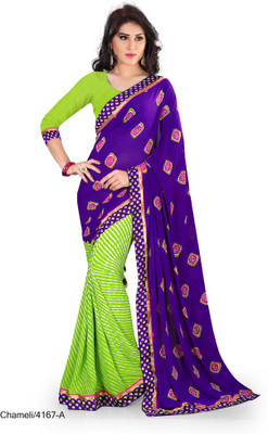 

Indianbeauty Self Design, Printed Fashion Georgette Saree(Light Blue, Green), Green;light blue