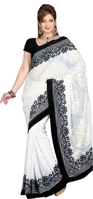 

Ishin Embroidered Fashion Chiffon Saree(White), Off white