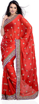 

JTInternational Self Design Fashion Georgette Saree(Red)