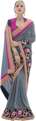 

Khushali Self Design, Embroidered, Embellished Fashion Chiffon, Georgette Saree(Grey, Pink, Light Blue), Grey;light blue;pink