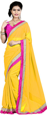 

Indian Wear Online Plain Fashion Chiffon Saree(Yellow)