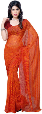 

JTInternational Striped Daily Wear Handloom Georgette Saree(Orange, Yellow)