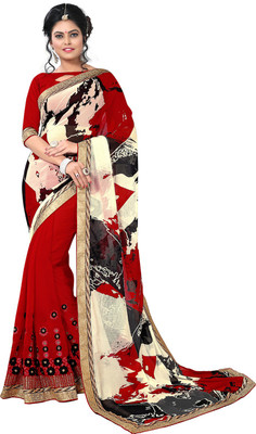 

Lovelylook Embroidered Daily Wear Georgette Saree(Pack of 2, Red, Multicolor)